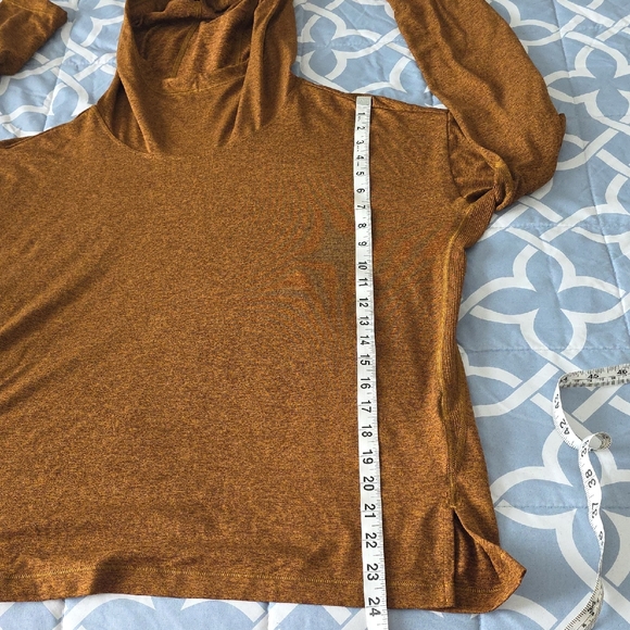 Athleta Uptempo Cowl Neck Hoodie Sweatshirt in Rich Rustic Brown - Picture 11 of 14